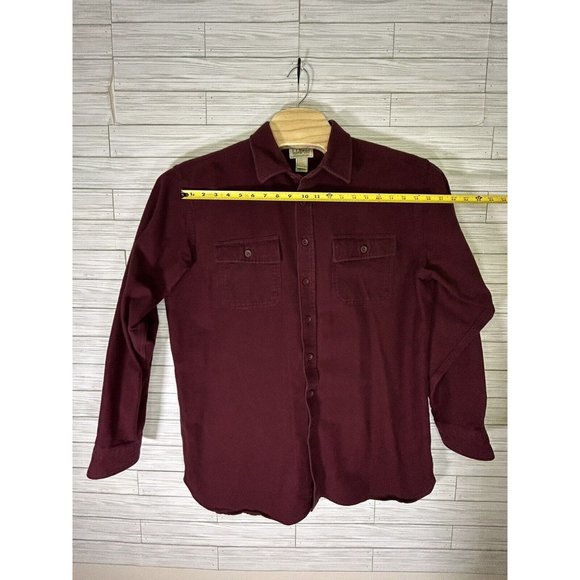 LL Bean Mens Button Front Chamois Shirt Red Long Sleeve Collar Flap Pockets XLT - Picture 8 of 8